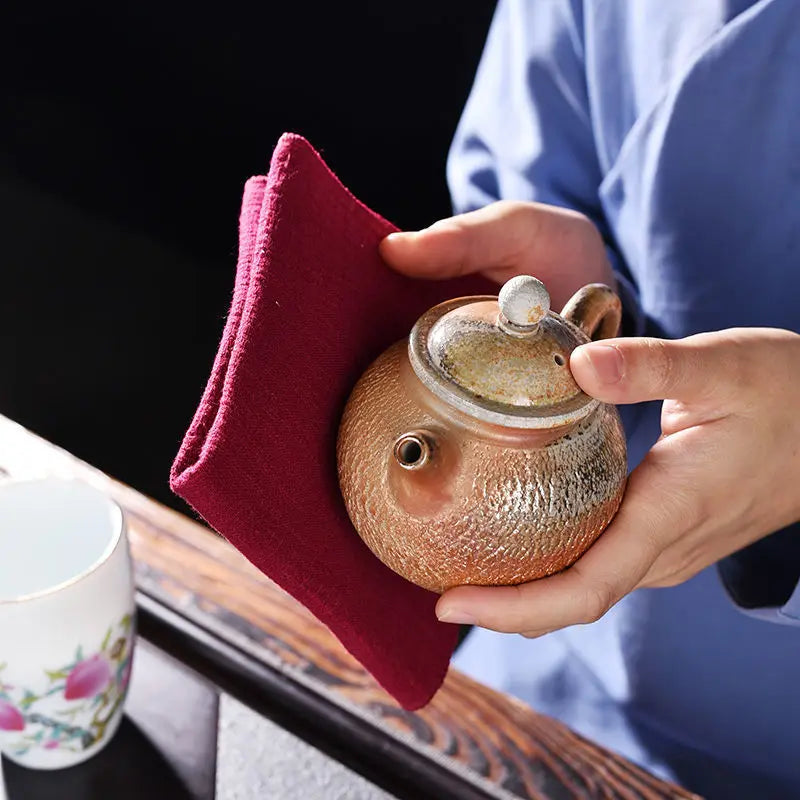 Cotton and linen absorbent tea towel high-end chinoiserie tea table rag thickened tea towel cloth tea set accessories Peaceful Pleasures Health and Wellness