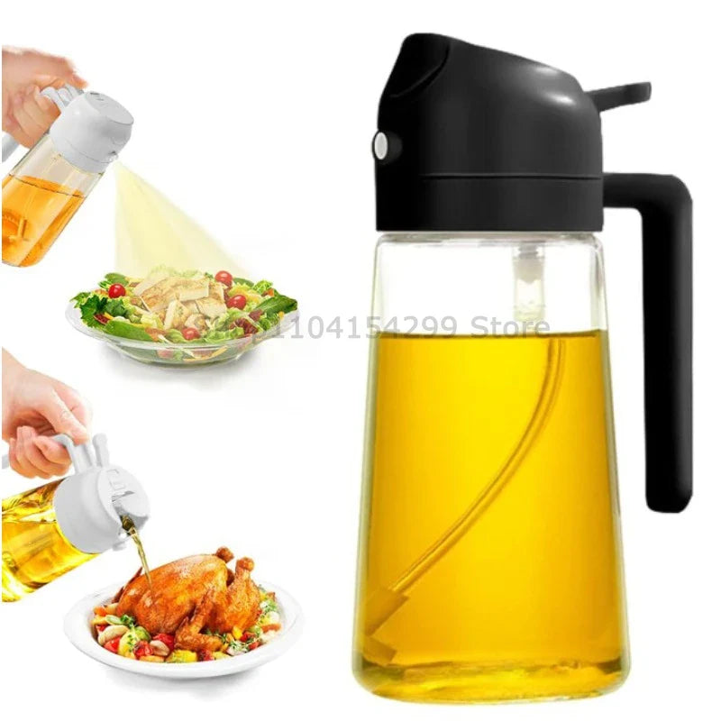 2-in-1 Oil Sprayer & Dispenser Bottle 470ml | Air Fryer & BBQ