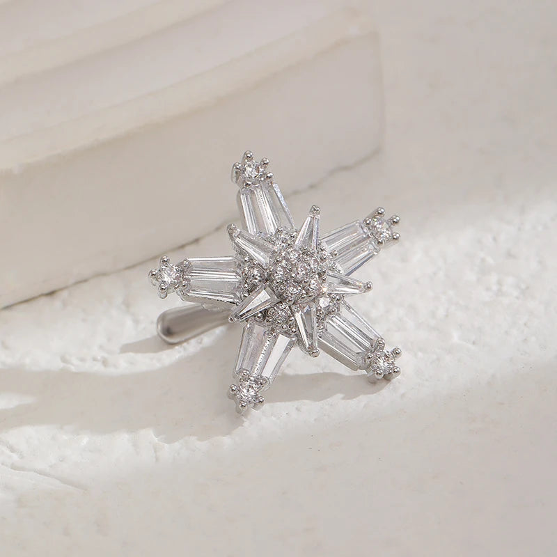 New Zircon Ear Clips Without Ear Holes Niche Light Luxury High End Feeling C Shaped Ear Bone Clip Snowflake Water Droplet Tassel Peaceful Pleasures Health and Wellness