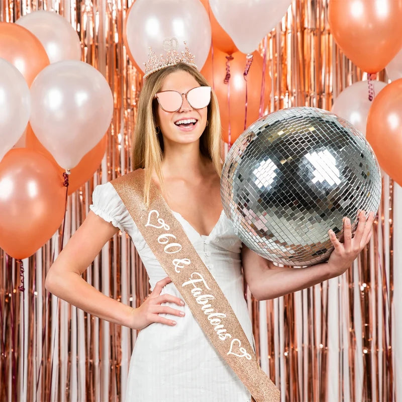 "60 & Fabulous" Rose Gold Satin Sash – 60th Birthday Gift Birthday Party Sash Peaceful Pleasures Health and Wellness