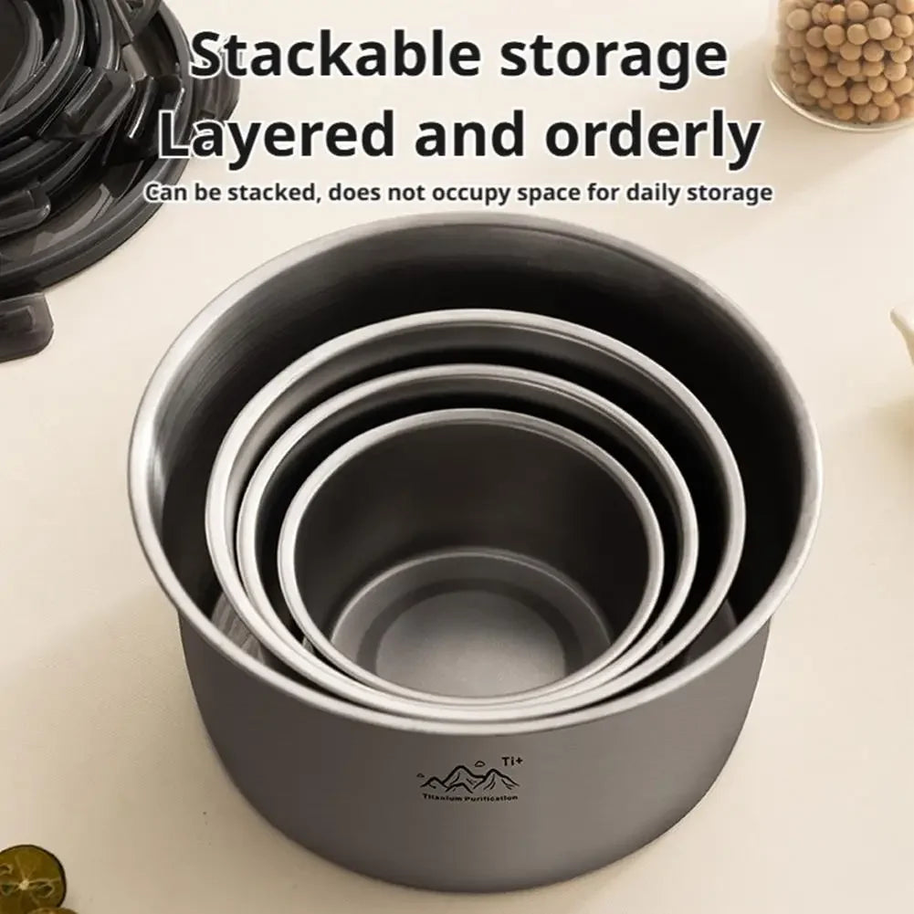 Rust Proof Titanium Ultralight Portable Food Sealing Bowl with Lid Fresh-keeping Portable Purification Dinner Box For Picnic Peaceful Pleasures Health and Wellness