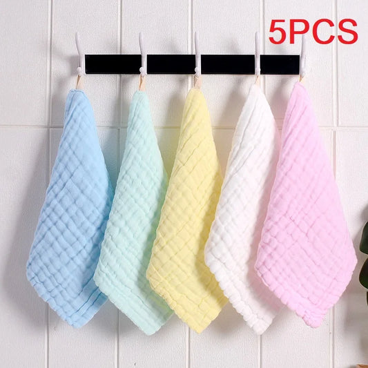 5-Pack Cotton Gauze Baby Towels | Soft Newborn Wash Cloths Baby Wash Cloths Peaceful Pleasures Health and Wellness 5pcs Mixed Colors