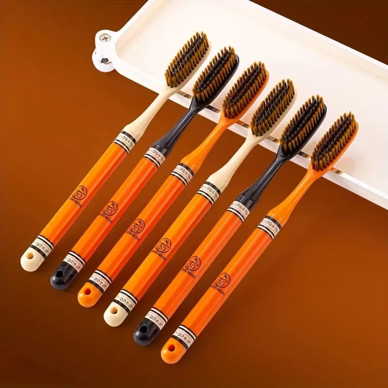 6-Pack Soft Bristle Toothbrushes – Long Handle Family Set