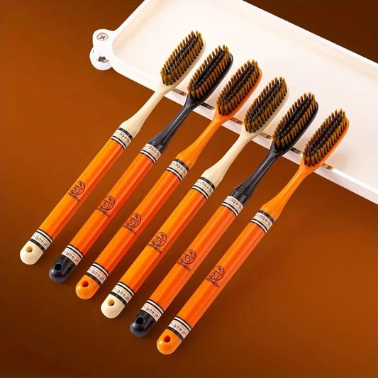 6-Pack Soft Bristle Toothbrushes – Long Handle Family Set Soft Bristle Toothbrush Peaceful Pleasures Health and Wellness