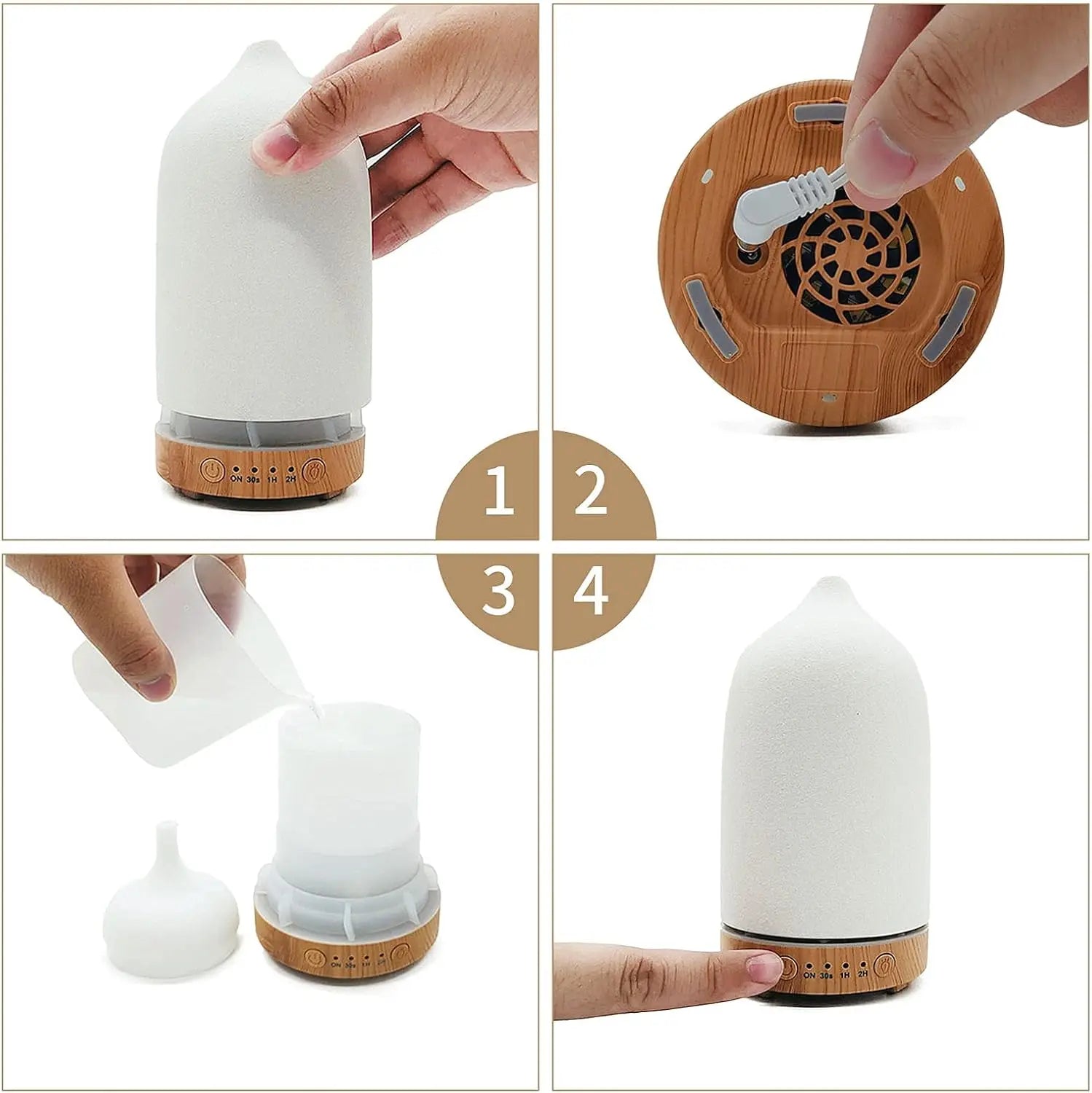 Ceramic Diffuser 100ML Essential Oil Diffuser Air Humidifier With 7 LED Ultrasonic Aromatherapy Diffusers for Home Peaceful Pleasures Health and Wellness
