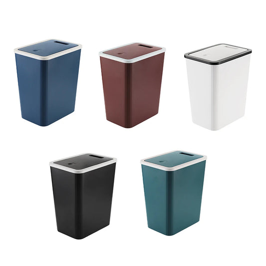 Bathroom Trash Can Garbage Lid Bin Space-saving Design Kitchen Peaceful Pleasures Health and Wellness