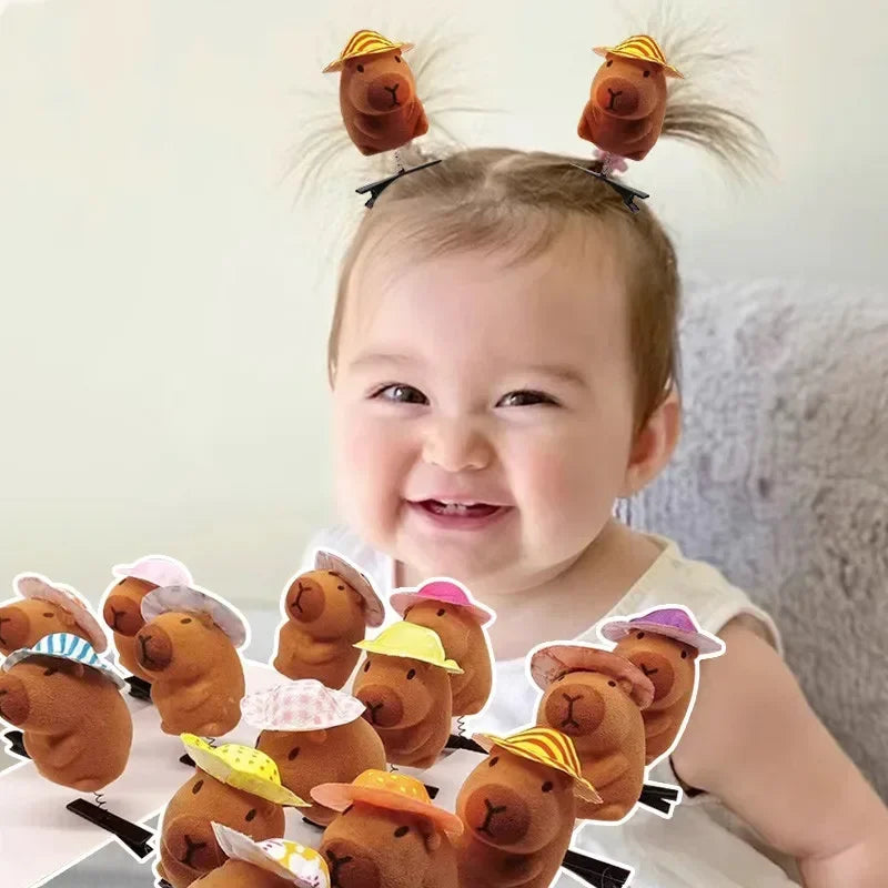 Kawaii 3D Capybara Bow Hair Clips – Duckbill Bangs Clips