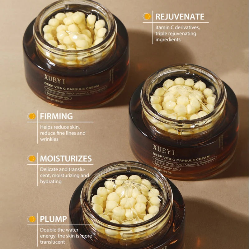 Vc Capsule Collagen Cream Brand Deep Moisturizing Hydration Firming Brightening Delicate Facial Skin Gentle Cream Peaceful Pleasures Health and Wellness
