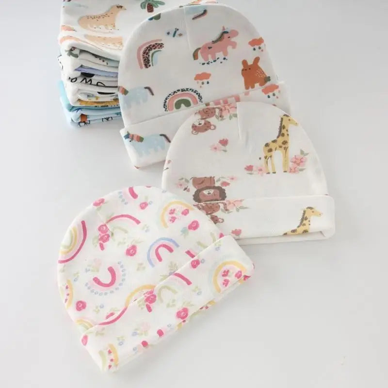 Newborn Baby Hats & Mittens 3-Set – Soft Cotton, 0–3 Months