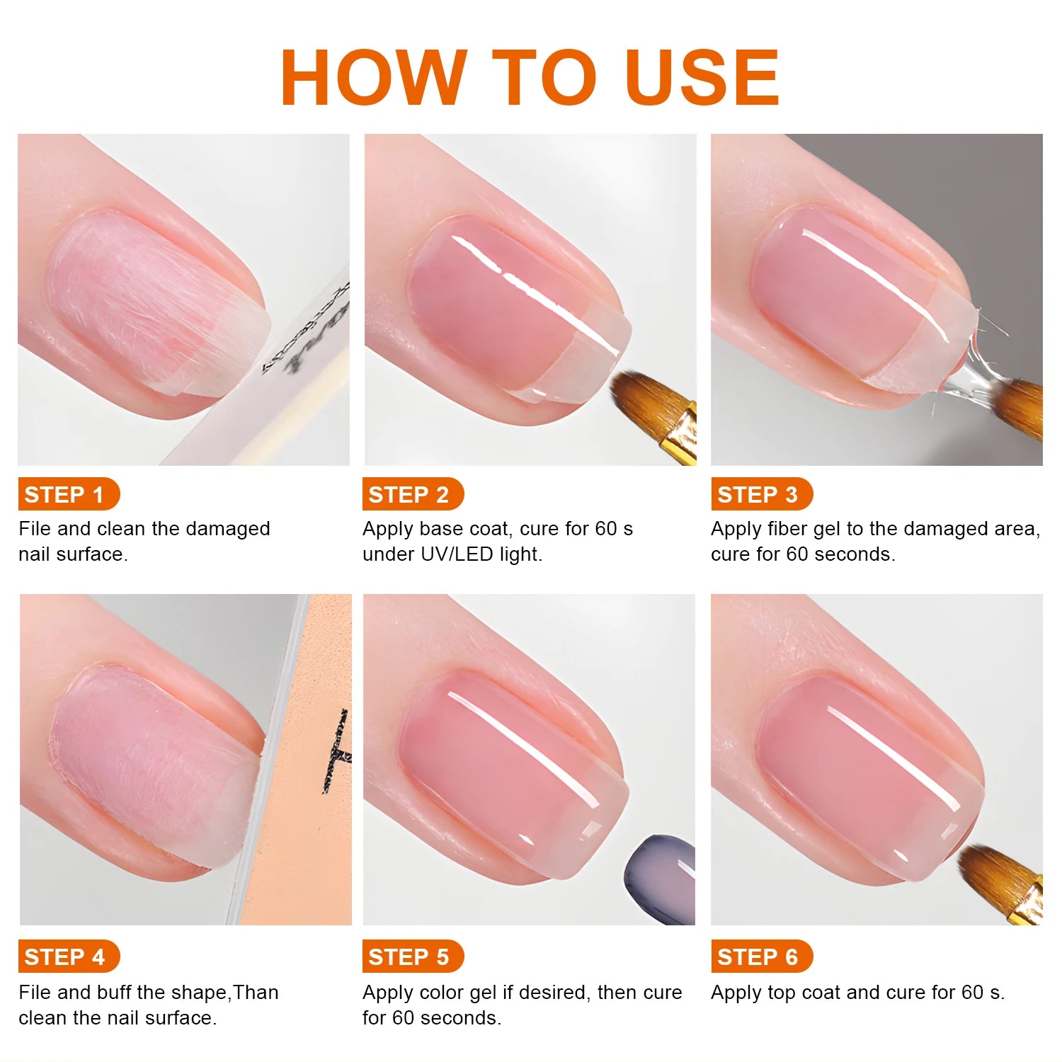 TWOING 15g Fiber Rubber Base Gel For Broken Nail Repaired Fiberglass Clear Quick Building Soak Off UV Construction Gel Peaceful Pleasures Health and Wellness