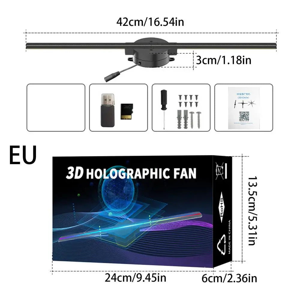 3D Fan Hologram Projector Wifi Control Remote Commercial Advertising Display Hologram Lamp for Christmas Party Peaceful Pleasures Health and Wellness EU China Mainland
