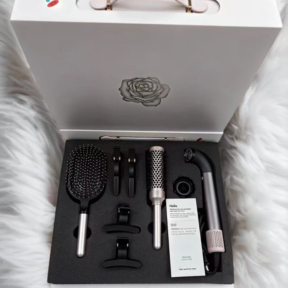Luxury Professinal High Speed Leafless Hair Dryer Salon Blow Dryer with Comb Attachment Gift Set for Wife and Girlfriend Peaceful Pleasures Health and Wellness