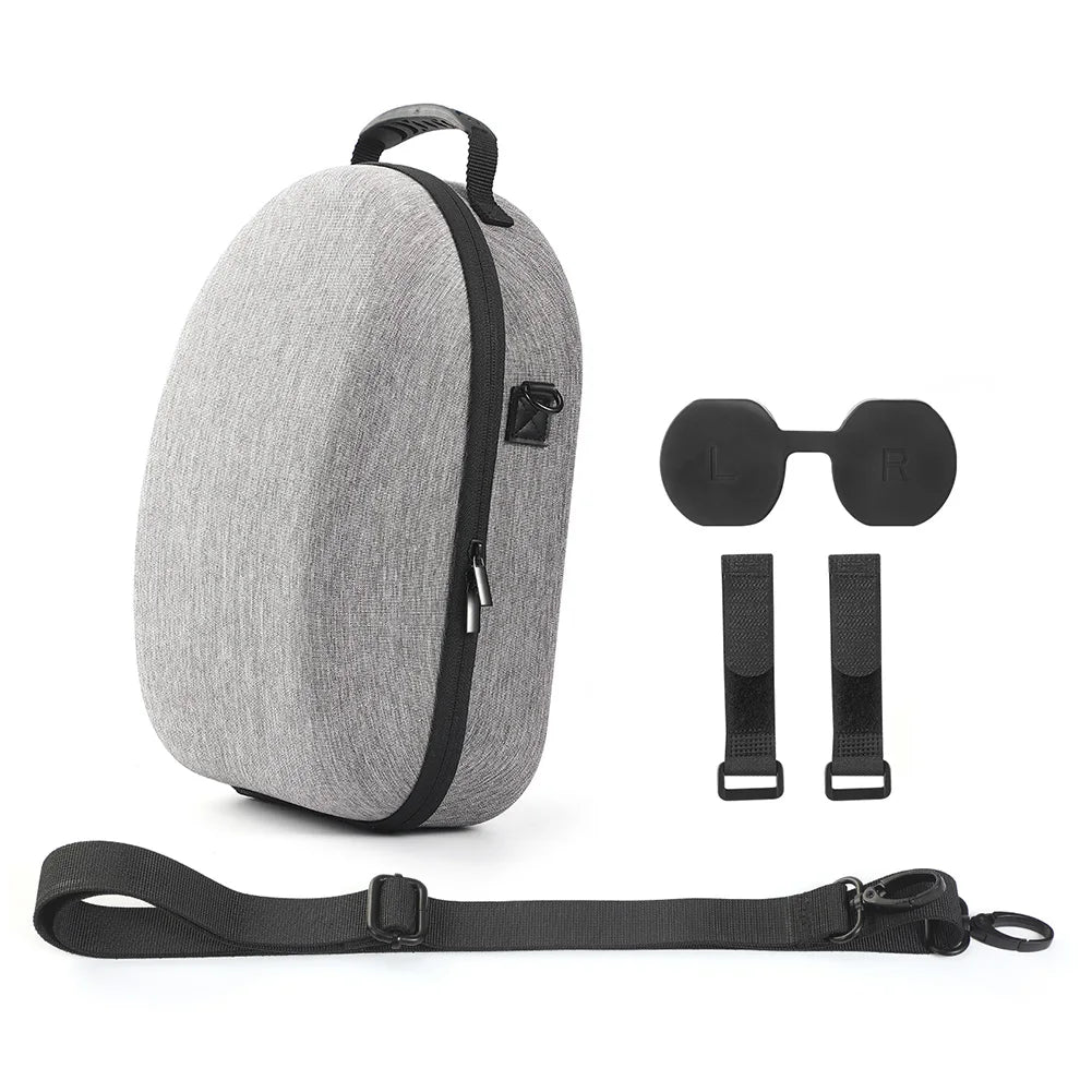 For Meta Quest 3 VR Glasses Storage Bag EVA Hard Shell Travel Carrying Case With Shoulder Strap for Meta Quest 3 VR Accessories Peaceful Pleasures Health and Wellness Grey