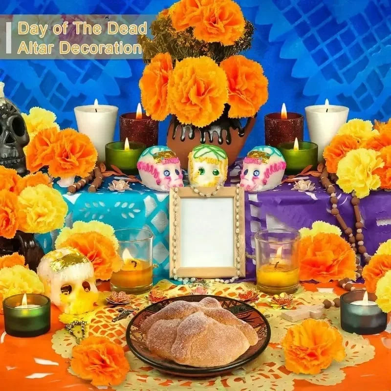 Mexican Marigold Artificial Flowers Garland – Day of the Dead Décor