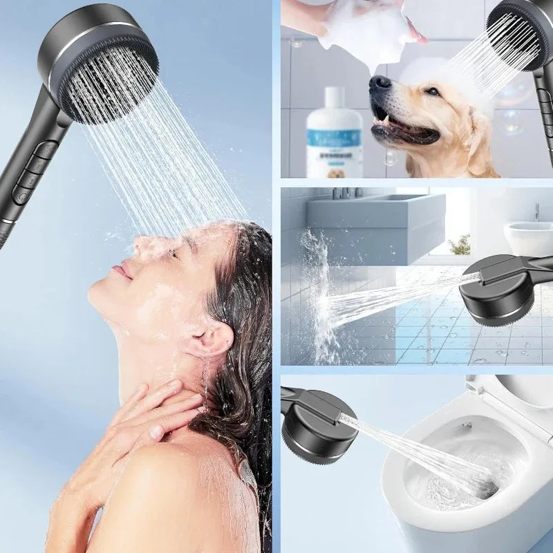 4-Mode Handheld Shower Head – Water Saving, Leak-Free