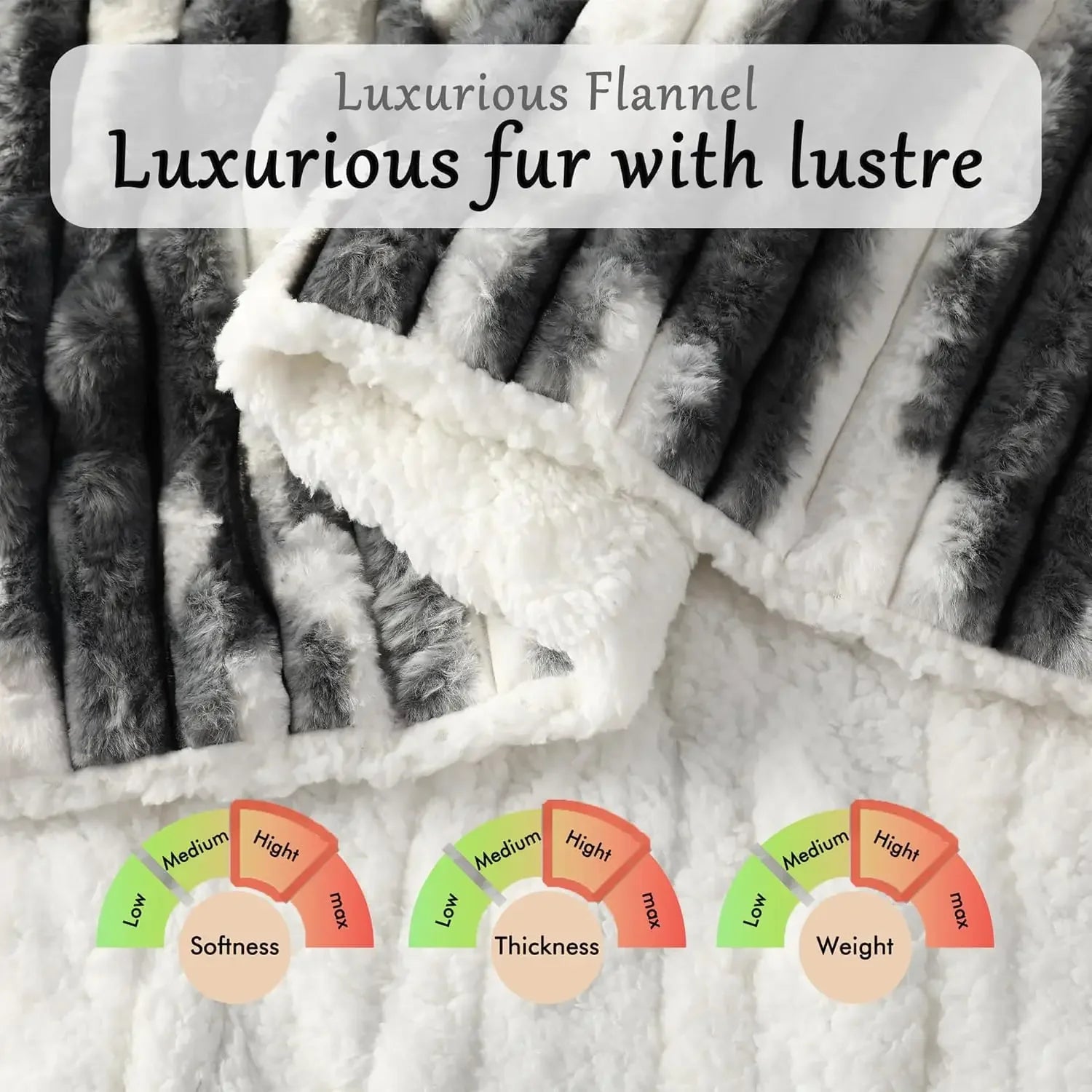 Soft Flannel & Sherpa Electric Heated Blanket, 6 Heat Levels, Auto Off, Machine Washable, Dark Gray Peaceful Pleasures Health and Wellness