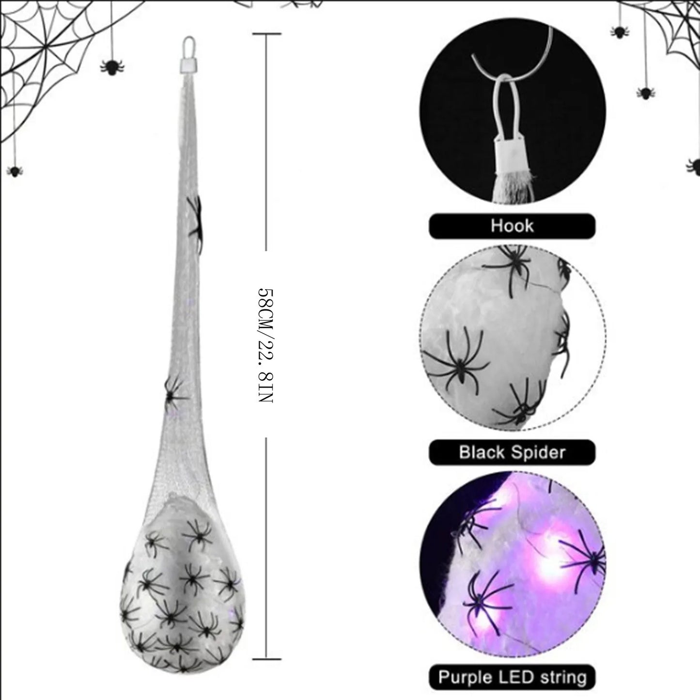 3-Pack Halloween Lighted Spider Egg Sacs | Indoor & Outdoor Decor