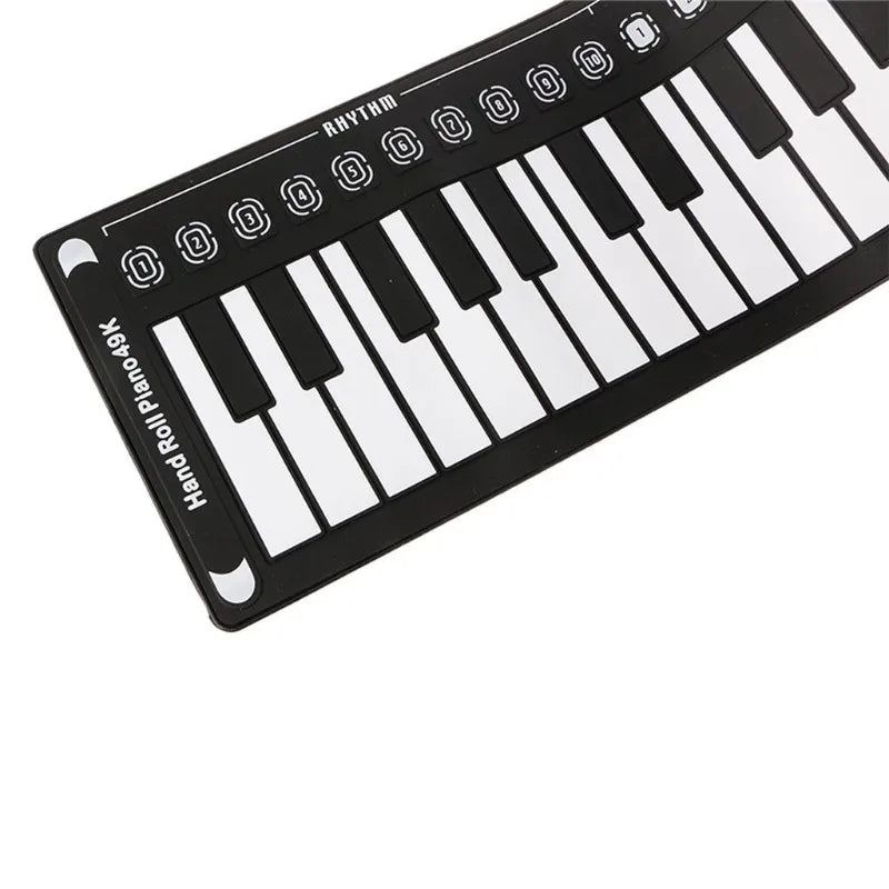 Portable 49-Key Hand Roll Piano Flexible Silicone Up Folding