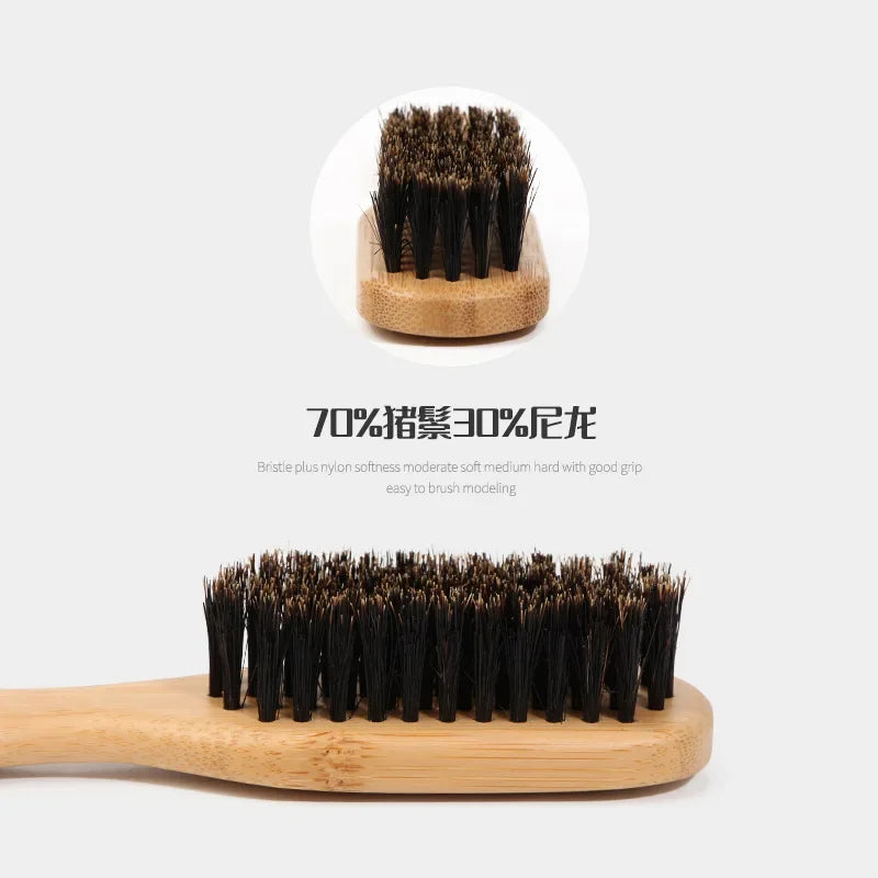 Wood Handle Boar Bristle Cleaning Brush Hairdressing Beard Brush Anti Static Barber Hair Styling Comb Shaving Tools for Men Peaceful Pleasures Health and Wellness