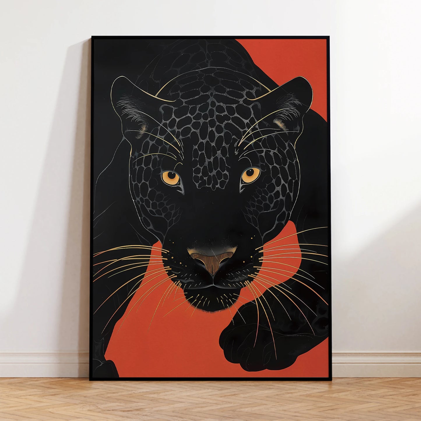 Modern Jaguar Animal Illustration Black Leopard Wall Art Prints Canvas Painting Poster Picture For Living Room Home Decor Peaceful Pleasures Health and Wellness G1966-1 50x70cm Black Frame
