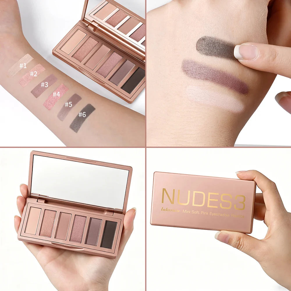 Lakerain 6-Color Neutral Eyeshadow Palette – Matte & Shimmer