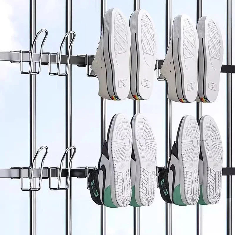 Stainless Steel Shoe Drying Rack & Closet Hook Organizer
