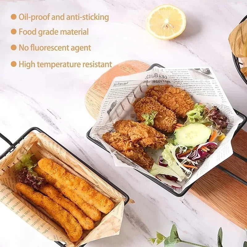 Disposable Wax Food Wrappers for Sandwiches & Burgers – 50 Pcs