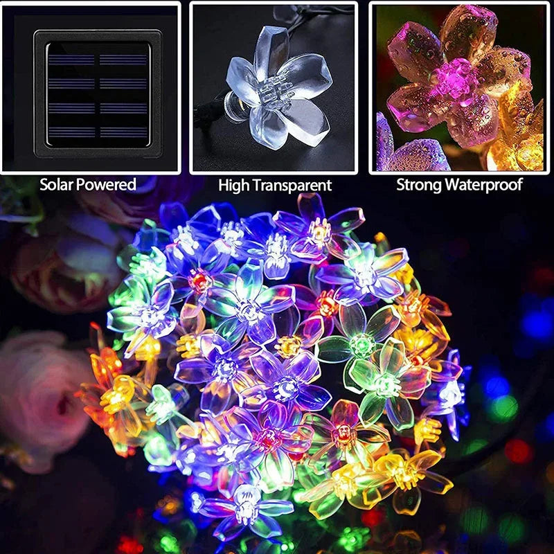 Solar Cherry Blossom String Lights 5M 20 LED Sakura Garland