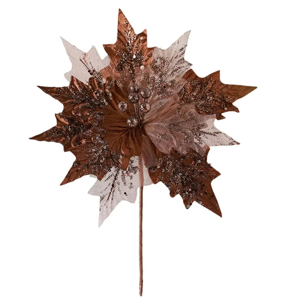 Simulated Christmas Flower Decoration – Flannel & Glitter 30×35cm