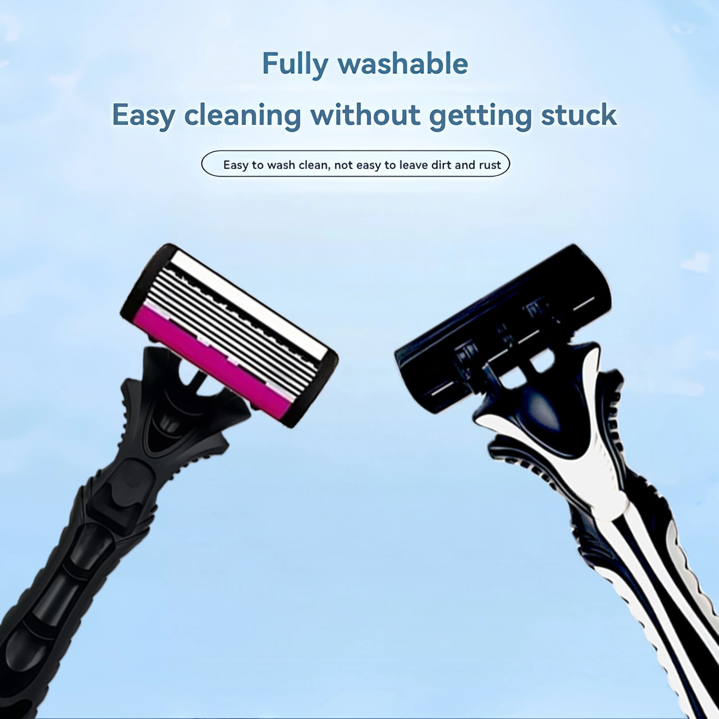 Men's 6-Blade Reusable Razor with Replaceable Head