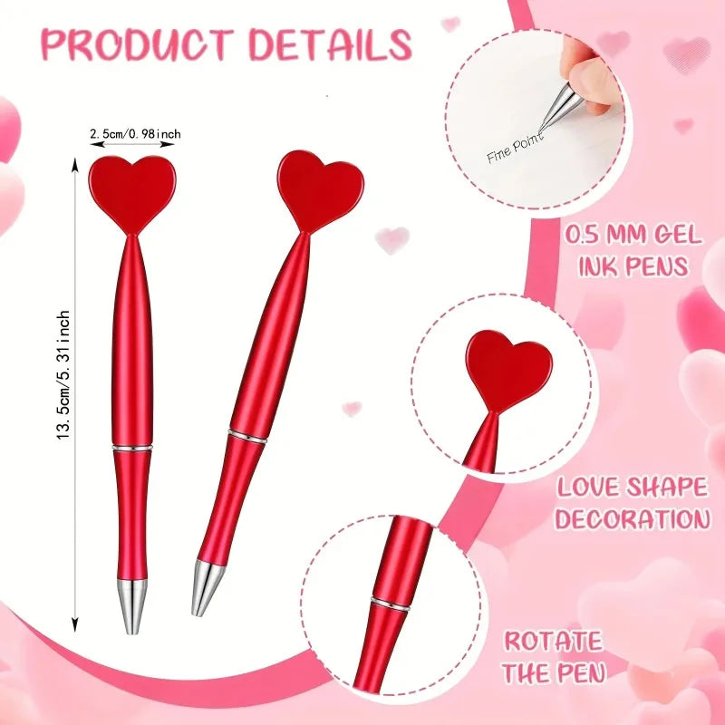 5-Pack Valentine's Day Heart Shape Pens | Black Ballpoint Ink