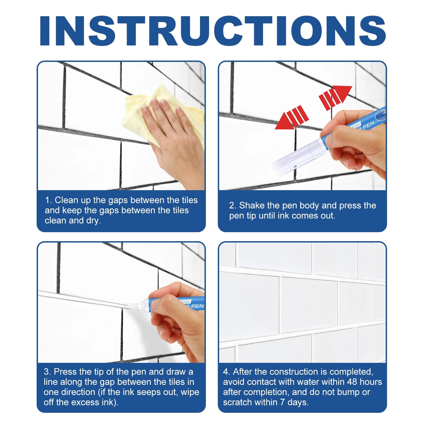 3-Pack Tile Grout Repair Pen – Waterproof & Quick Dry