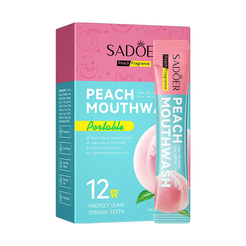 Peach Mouthwash Sticks 20-Pack – Fresh Breath Travel Rinse