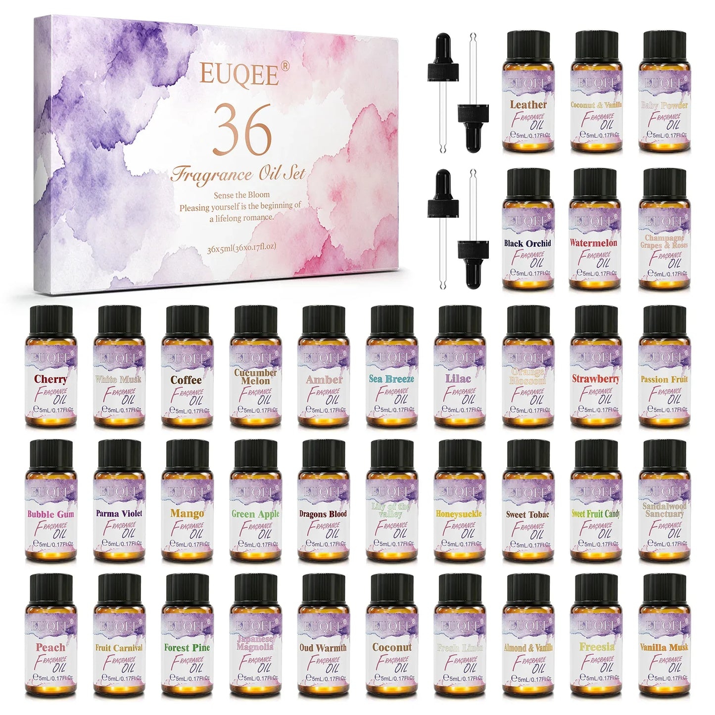 EUQEE 36-Piece Fragrance Oils Set – Candle & Diffuser Making
