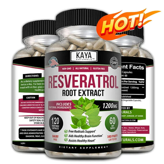 Resveratrol Capsules - Antioxidant Supplement to Support Circulatory Health and Overall Wellness - Non-GMO Peaceful Pleasures Health and Wellness