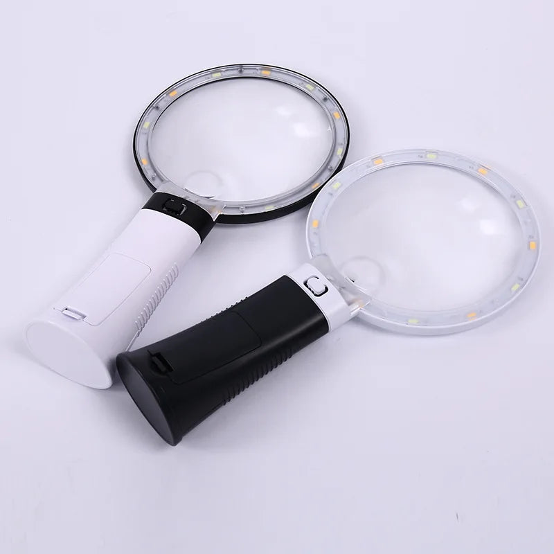 Equipped with 12 Led Lights for Heating and Cooling, 10X and 30X High-Definition Large Mirror Magnifying Glass Peaceful Pleasures Health and Wellness