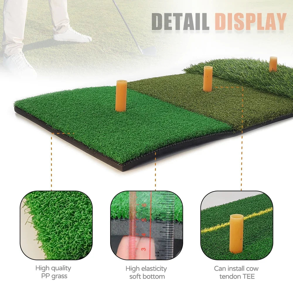 Golf Hitting Mat Indoor Outdoor Golf Training Aids Mini Practice Durable PP Grass Pad Backyard Exercise Golf Mat Peaceful Pleasures Health and Wellness