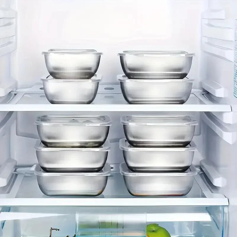 5pcs Stainless Steel Food Storage Stackable Meal Prep Boxes for Kitchen Fridge Lunch Ideal for Meal Prep Travel Kitchen Storage Peaceful Pleasures Health and Wellness