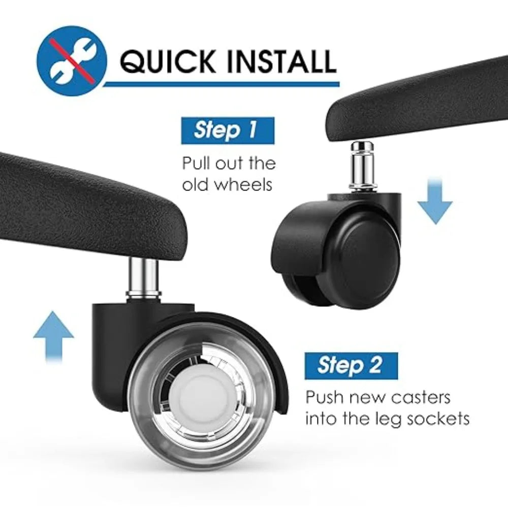 2" Heavy Duty Office Chair Casters 5-Pack – All Floor Types