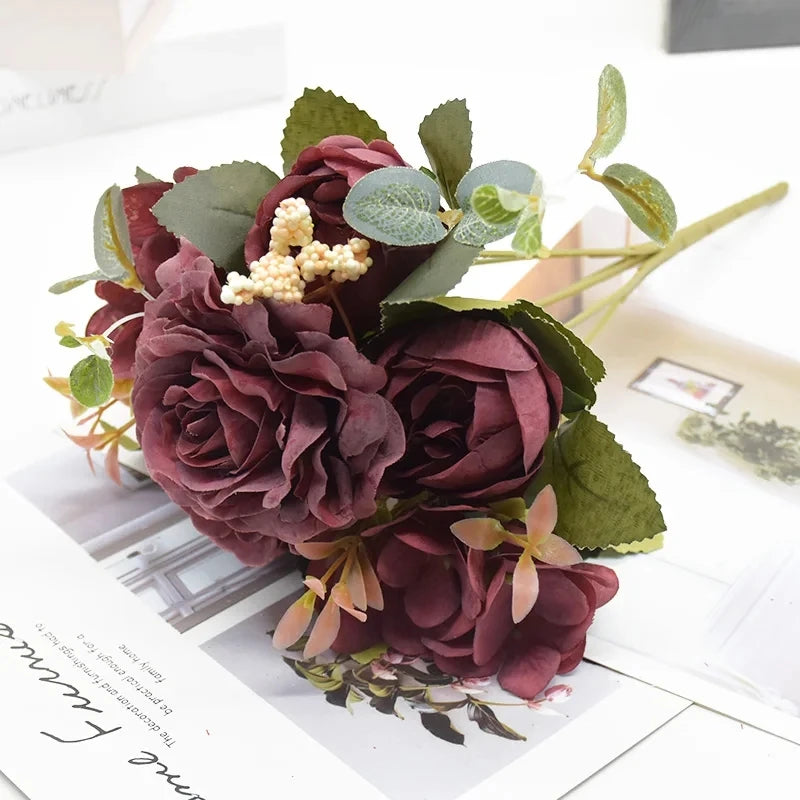 Artificial Silk Rose & Peony Bouquet | Wedding & Home Decor