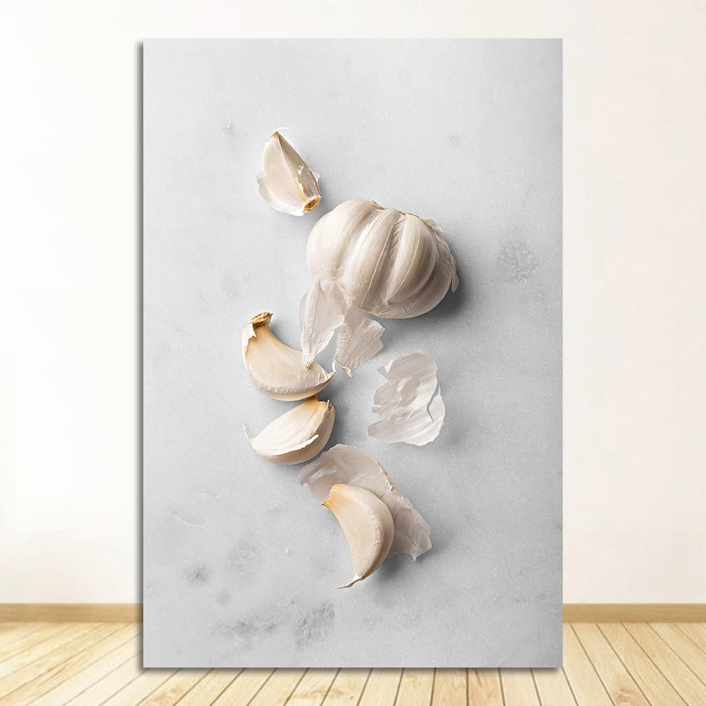 Fruit Kitchen Canvas Wall Art | Garlic Fig Cherries Print