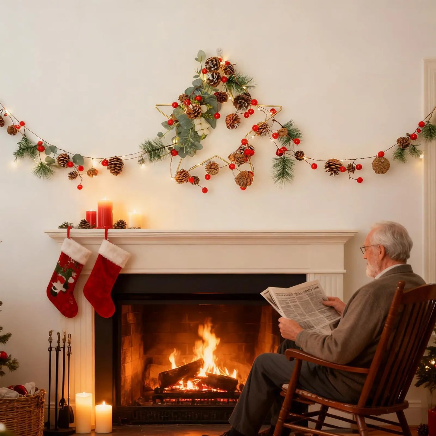 20 LED Christmas Fairy Lights with Pine Cones | Indoor & Outdoor