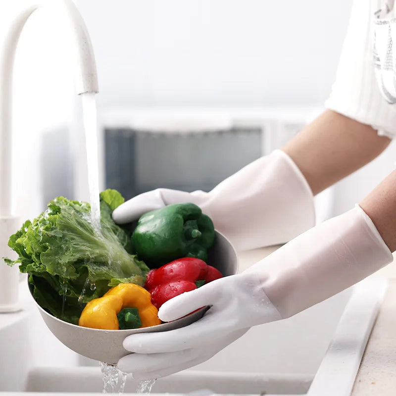 Waterproof Rubber Dishwashing Gloves – Thin Latex Cleaning Gloves