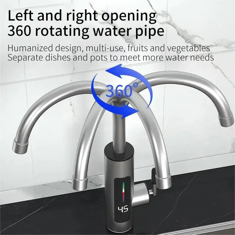 HOMEFISH 3000W 220V Electric Kitchen Water Heater Tap Instant Hot stainless steel Water Faucet Heater Cold Heating Faucet Peaceful Pleasures Health and Wellness