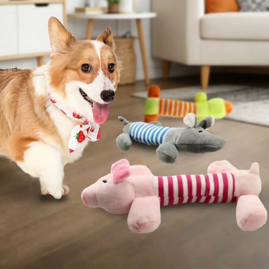 Plush Squeaky Crinkle Dog Toys – Elephant Duck Pig Set Plush Dog Toy Peaceful Pleasures Health and Wellness