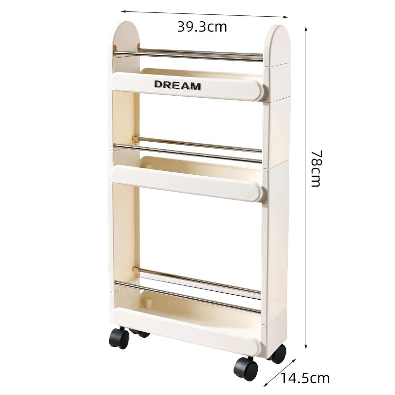 Multi-Tier Bathroom Floor Shelf Adjustable 5-Layer Shower Organizer with Wheels Space-Saving Storage Rack for Kitchen Essentials Peaceful Pleasures Health and Wellness Cream