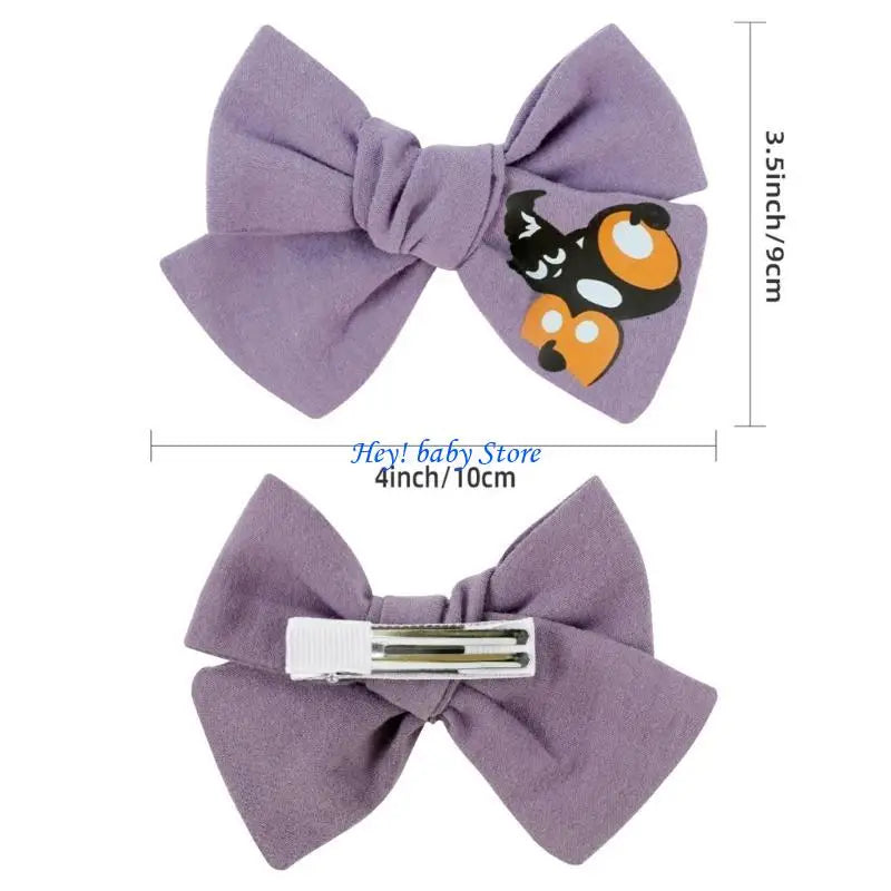 Halloween Bowknot Hair Clips for Baby Girls – 2PCS Barrettes