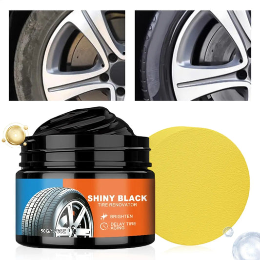 50g Tire Coating Paste Long Lasting Black Restoration Cream Deep Cleaning for Car Truck RV SUV Vehicle Garage Workshop Peaceful Pleasures Health and Wellness Default Title