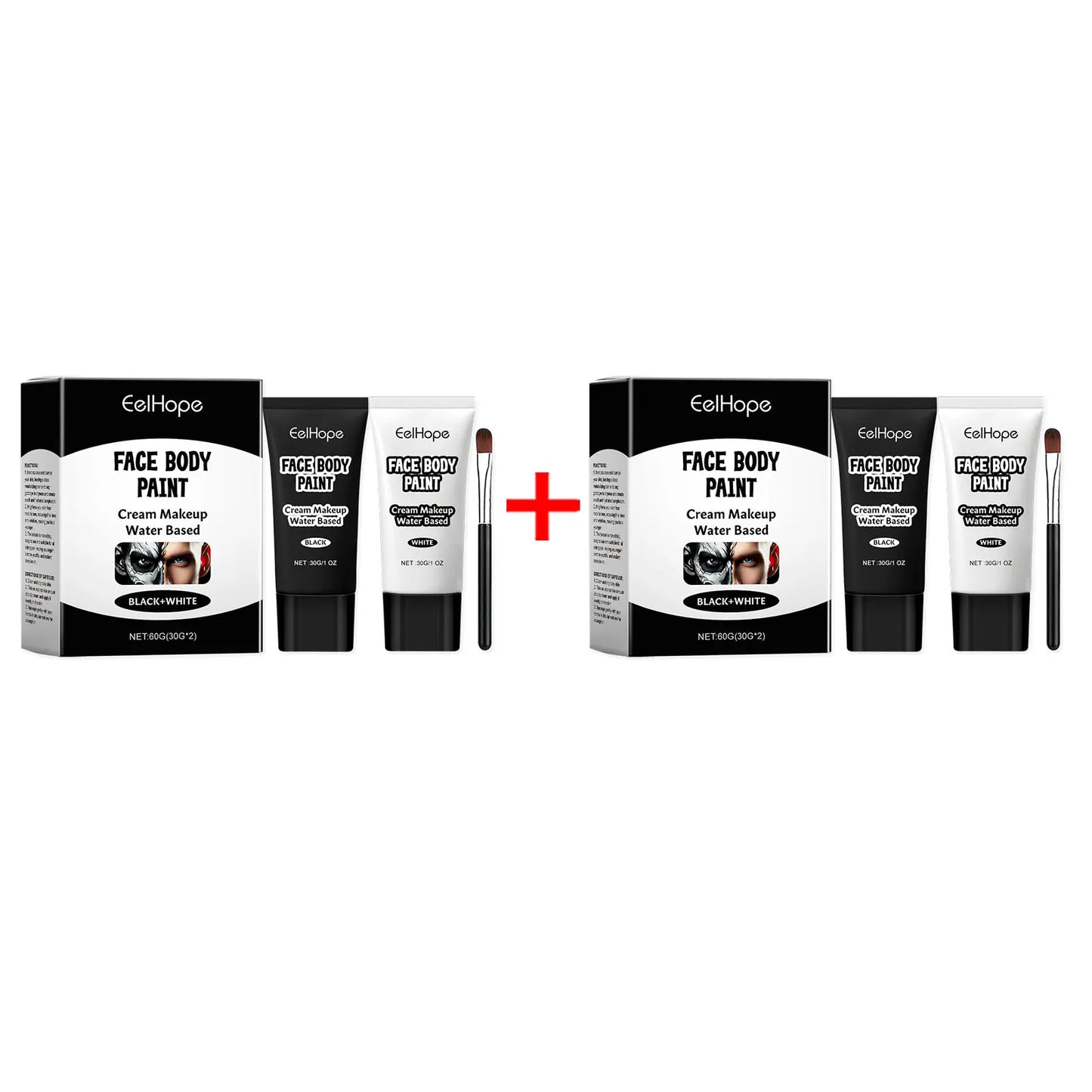 Halloween Black & White Face Paint Cream – Clown Cosplay Makeup