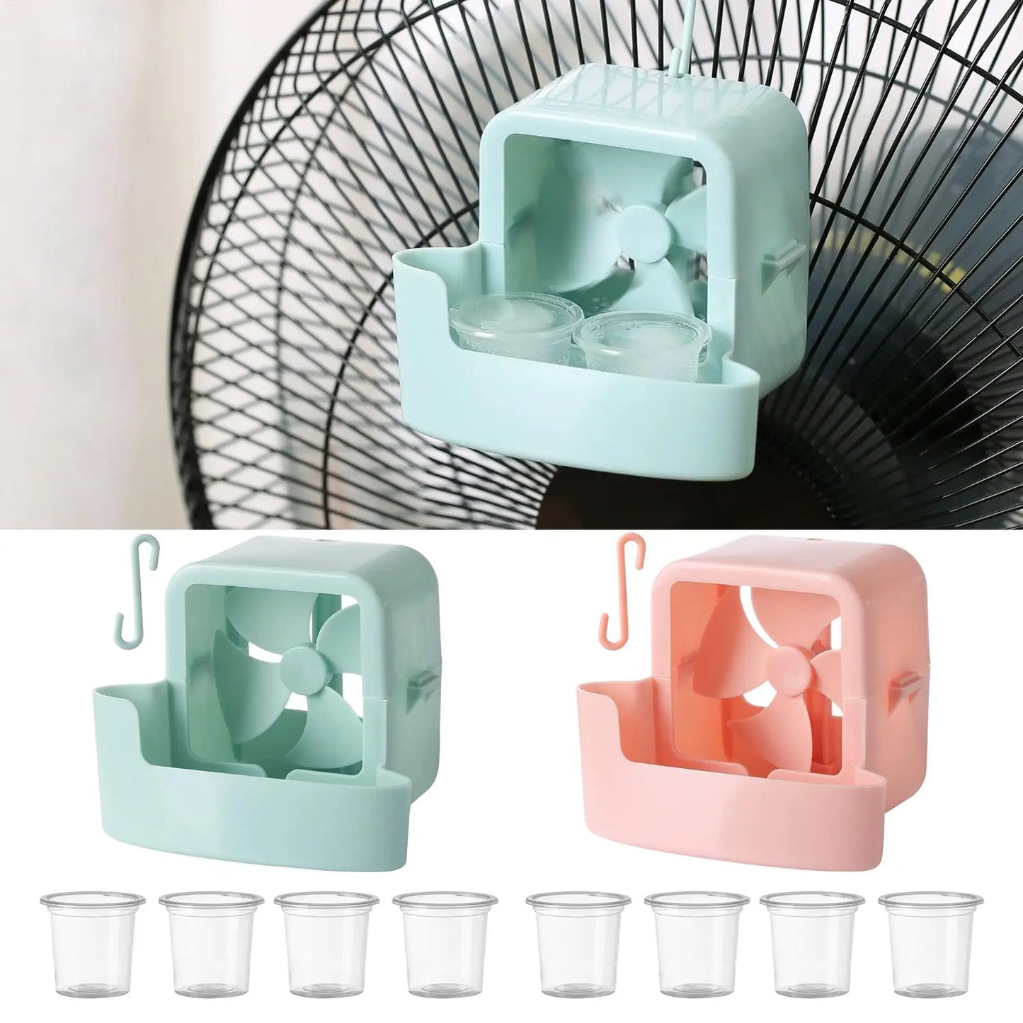 Portable Fan Ice Mist Cooler Punch free Fan Cooler Hangable Hold Ice Box Ice Box Attachment Fan Accessories for Home Office Peaceful Pleasures Health and Wellness